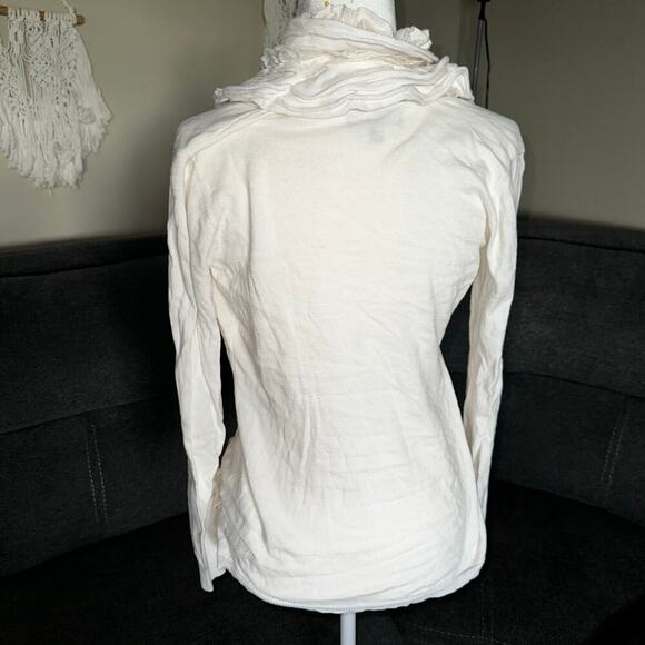 Y2k ruffle cream white cardigan sz L - Picture 4 of 7